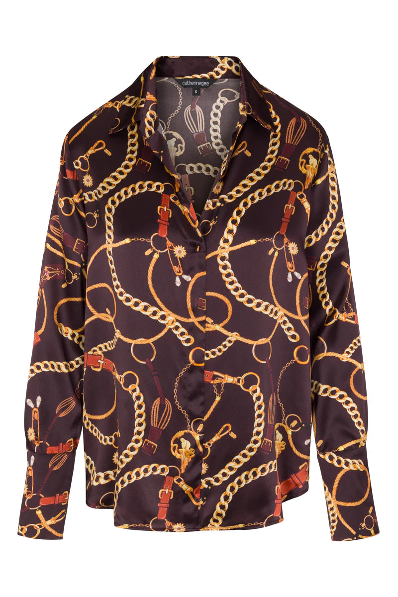Catherine Gee - Daria French Cuff Silk Blouse - Belgian Chain