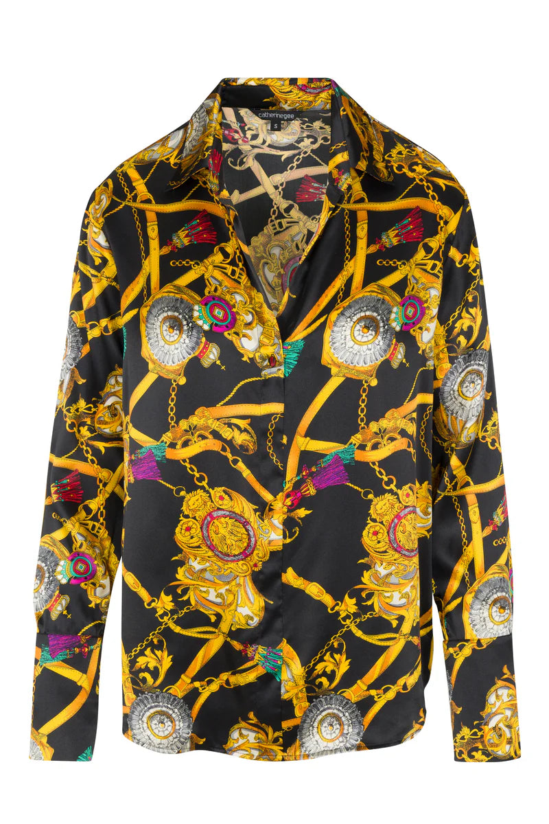 Catherine Gee - Daria French Cuff Silk Blouse - Versailles