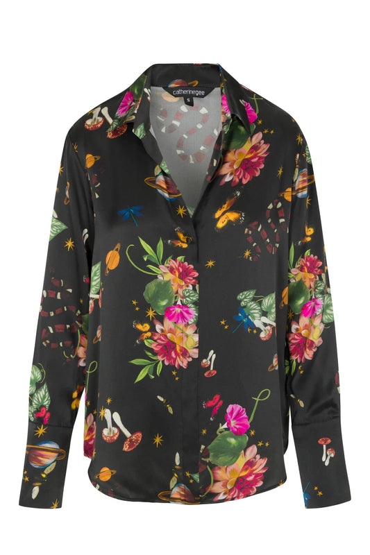 Catherine Gee - Daria French Cuff Silk Blouse - Serpentine