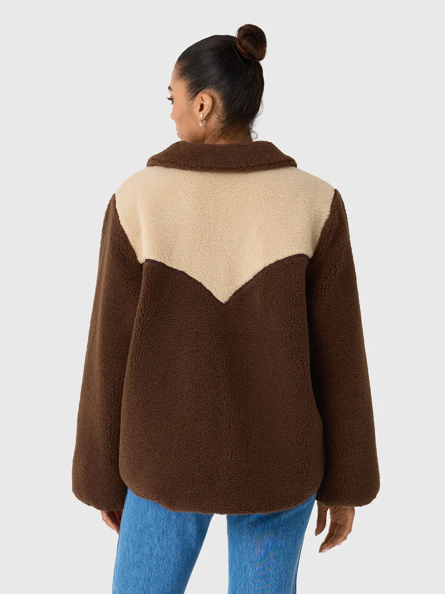 The Great - Reversible Western Yoke Pasture Jacket - Brown & Cream