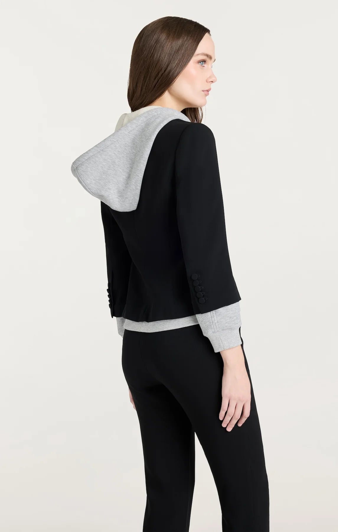 Cinq a Sept-Zip Up Le Petit Khloe Blazer-Black/Heather Grey