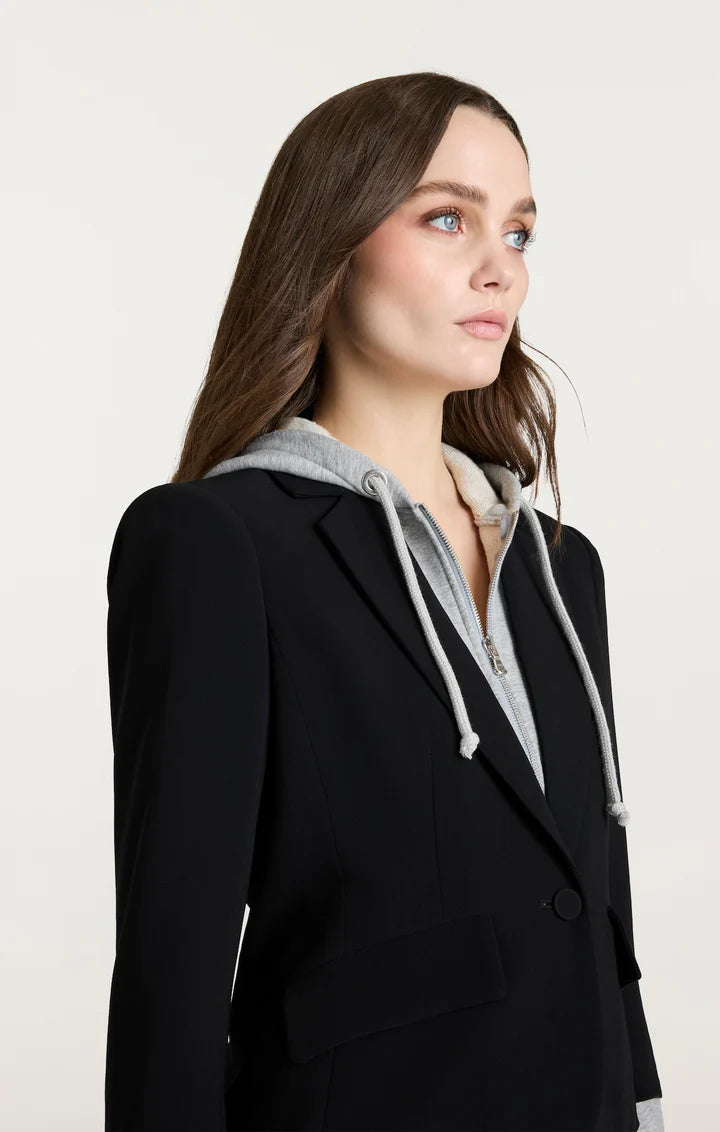 Cinq a Sept-Zip Up Le Petit Khloe Blazer-Black/Heather Grey