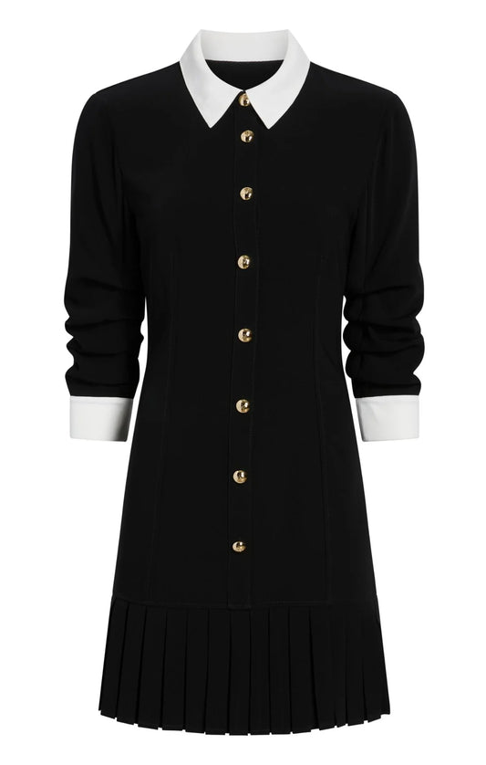 Cinq a Sept - Drapey Crepe Lucilla Dress - Black/Ivory