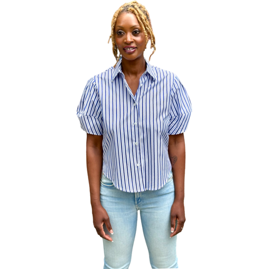 Mona Thalheimer - Stripe Shirt Lantern Sleeves