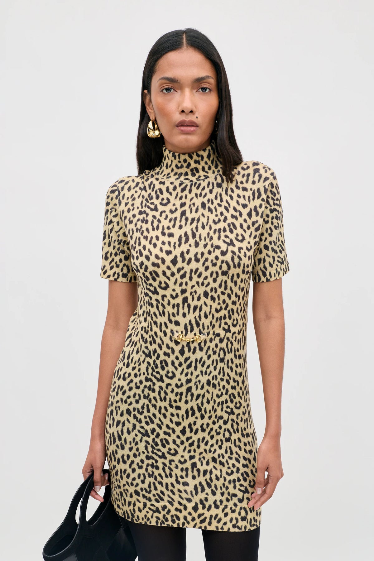 RIXO - Kylie Merino Wool Mini Dress - Miley Leopard Beige