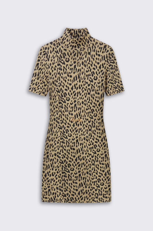RIXO - Kylie Merino Wool Mini Dress - Miley Leopard Beige