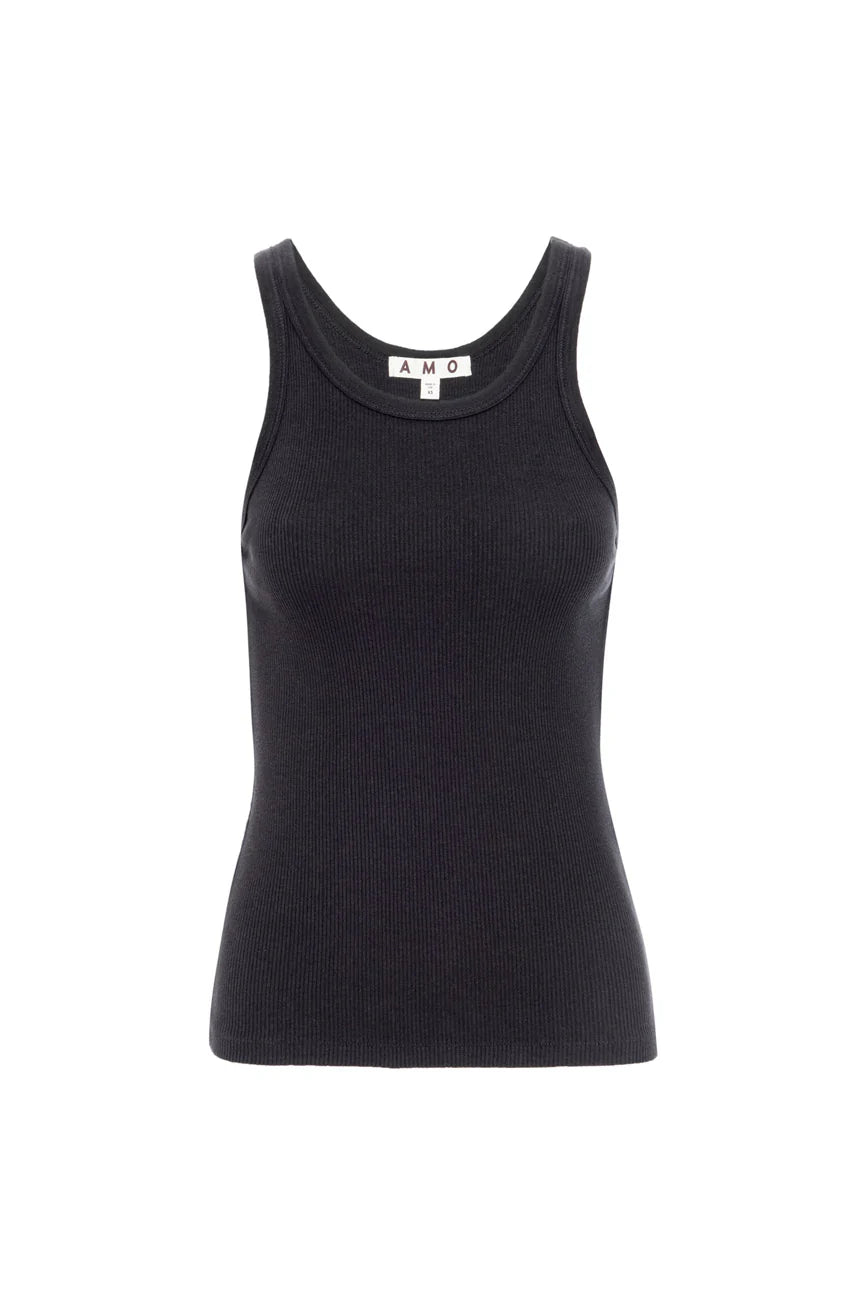 AMO Denim - Long Rib Tank - Vintage Black