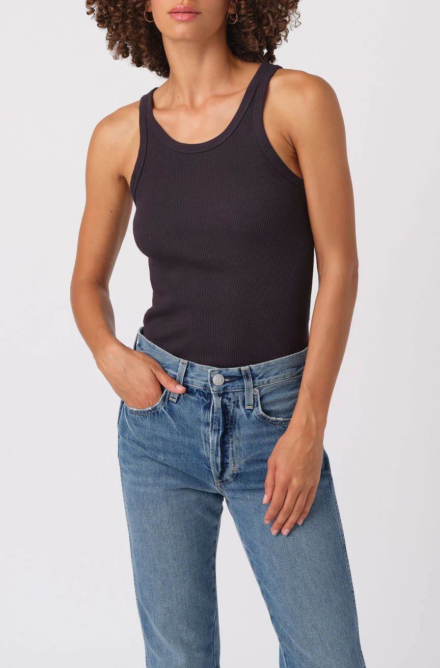 AMO Denim - Long Rib Tank - Vintage Black