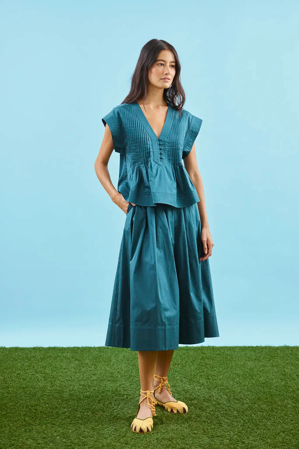 Hunter Bell - Maison Skirt - Petrol Green