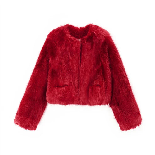 Janet Howard - Faux Fur Jacket - Cherry Red