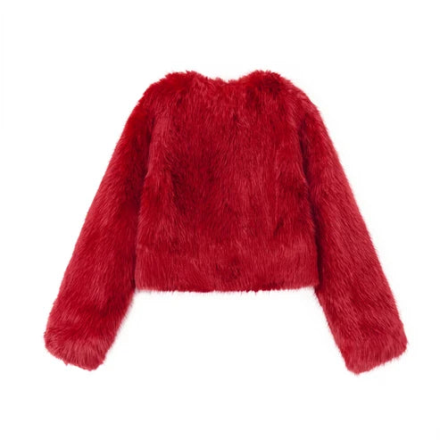 Janet Howard - Faux Fur Jacket - Cherry Red