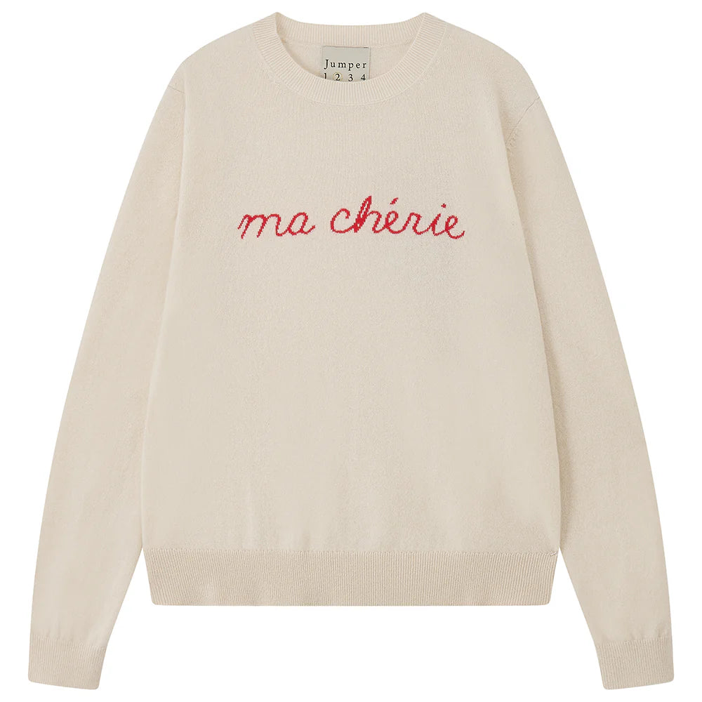 Jumper 1234-Ma Cherie Crew Neck Sweater in Oatmeal