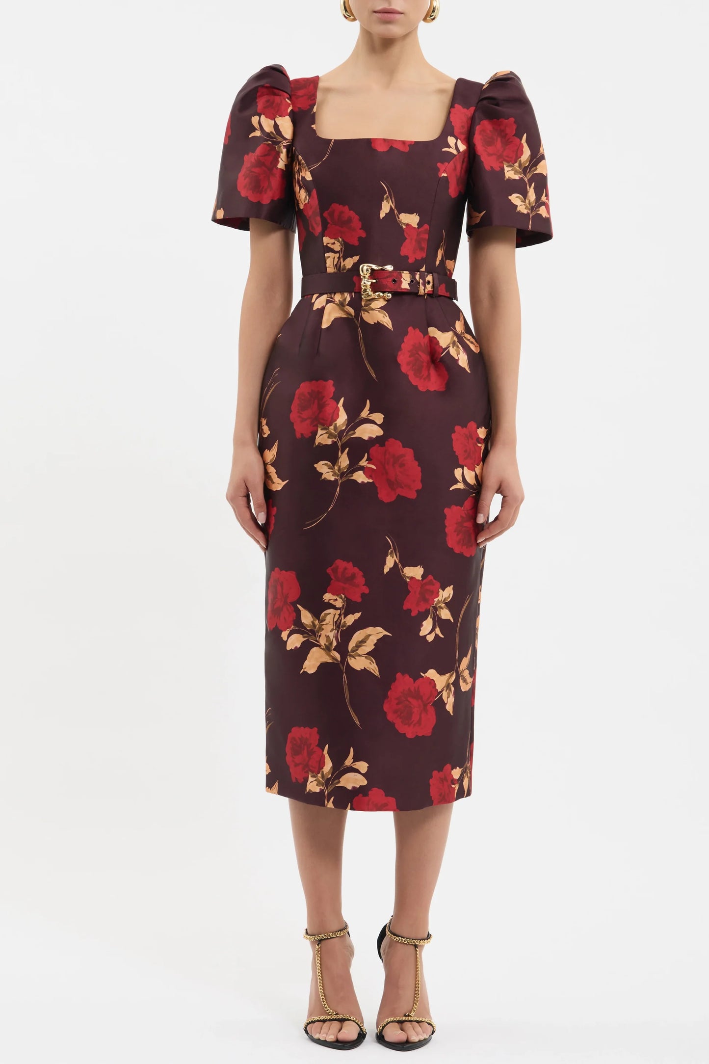 Rebecca Vallance - Melora Midi Dress - Merlot Vintage Rose