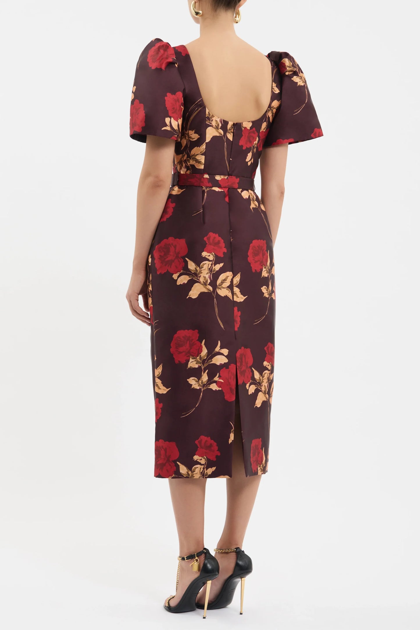 Rebecca Vallance - Melora Midi Dress - Merlot Vintage Rose