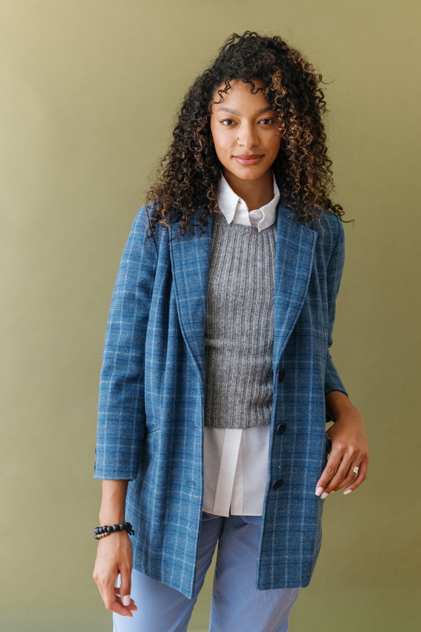 Kristina Collins - Maeve Blazer - Blue Plaid