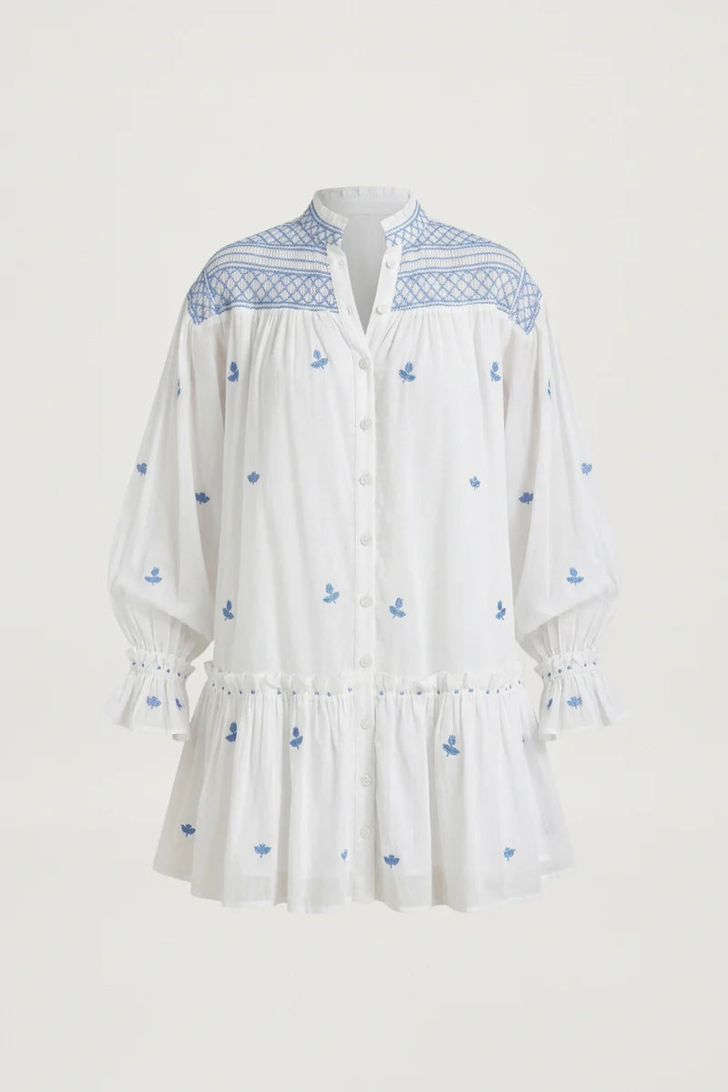 Scarlett Poppies - Nouvaeu Dress - Papyrus with Blue