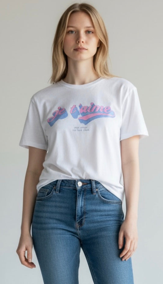 Cinq a Sept Je T'aime Logo Shrunken Tee