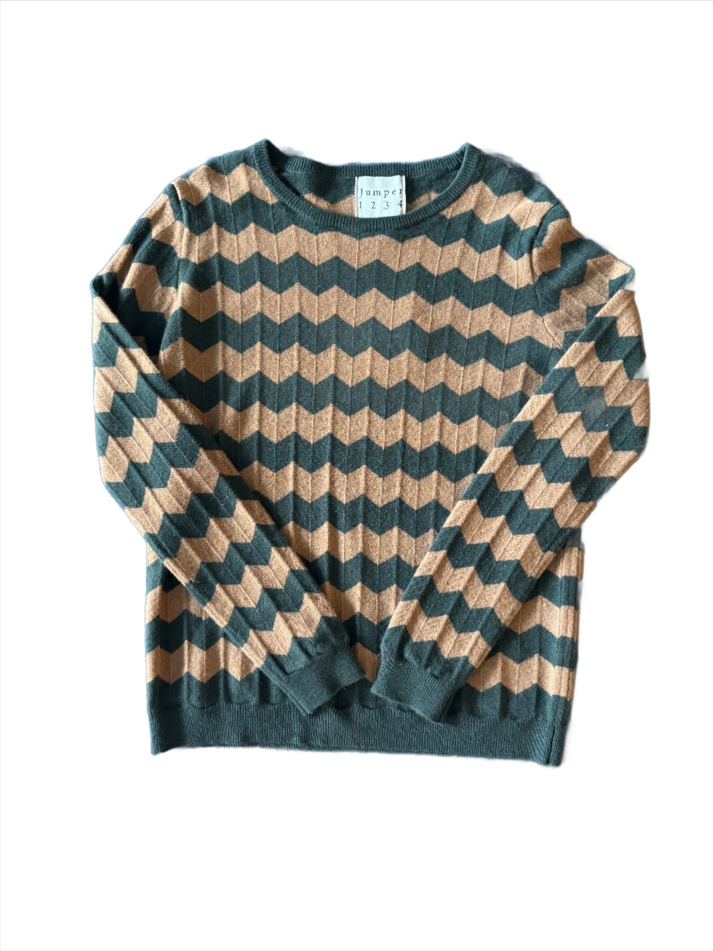 Jumper 1234- Zig Zag Crew- Khaki/Caramel - LAST ONE