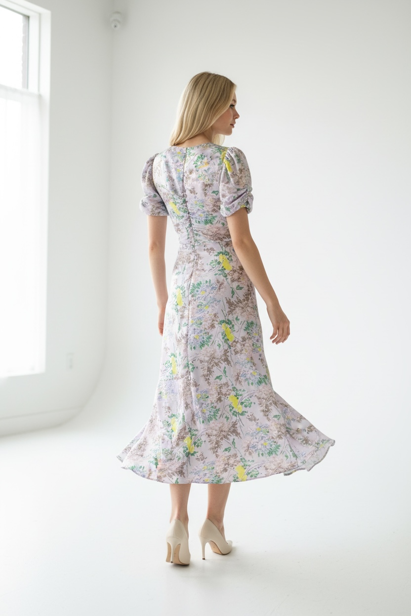 Cinq a Sept Light Washed Floral Walker Dress