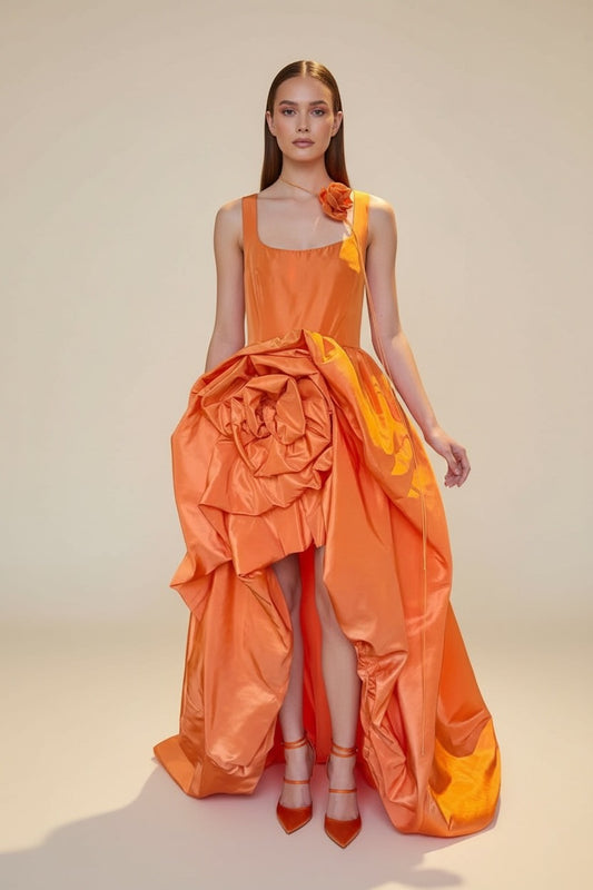 Leo Lin Lliana Rose Gown in Tangerine