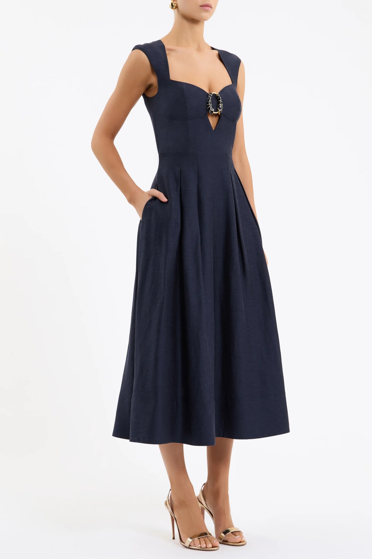 Rebecca Vallance Serenity Midi Dress in Navy