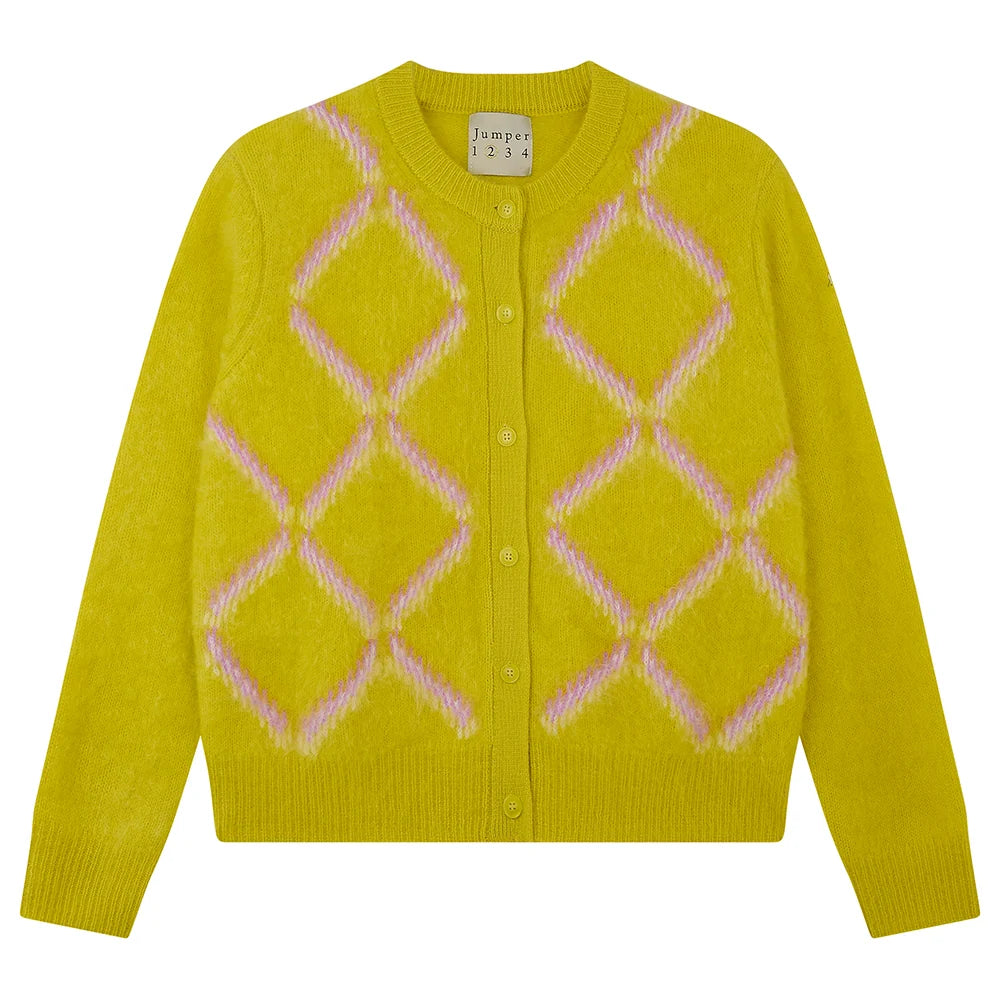 Jumper1234 - Graphic Argyle Cardigan - Acid