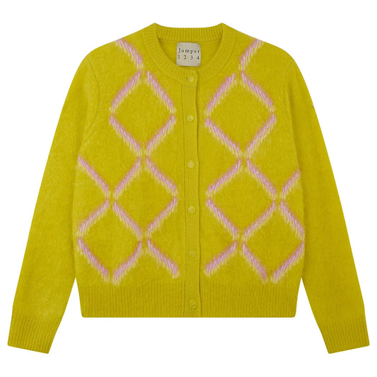 Jumper1234 - Graphic Argyle Cardigan - Acid
