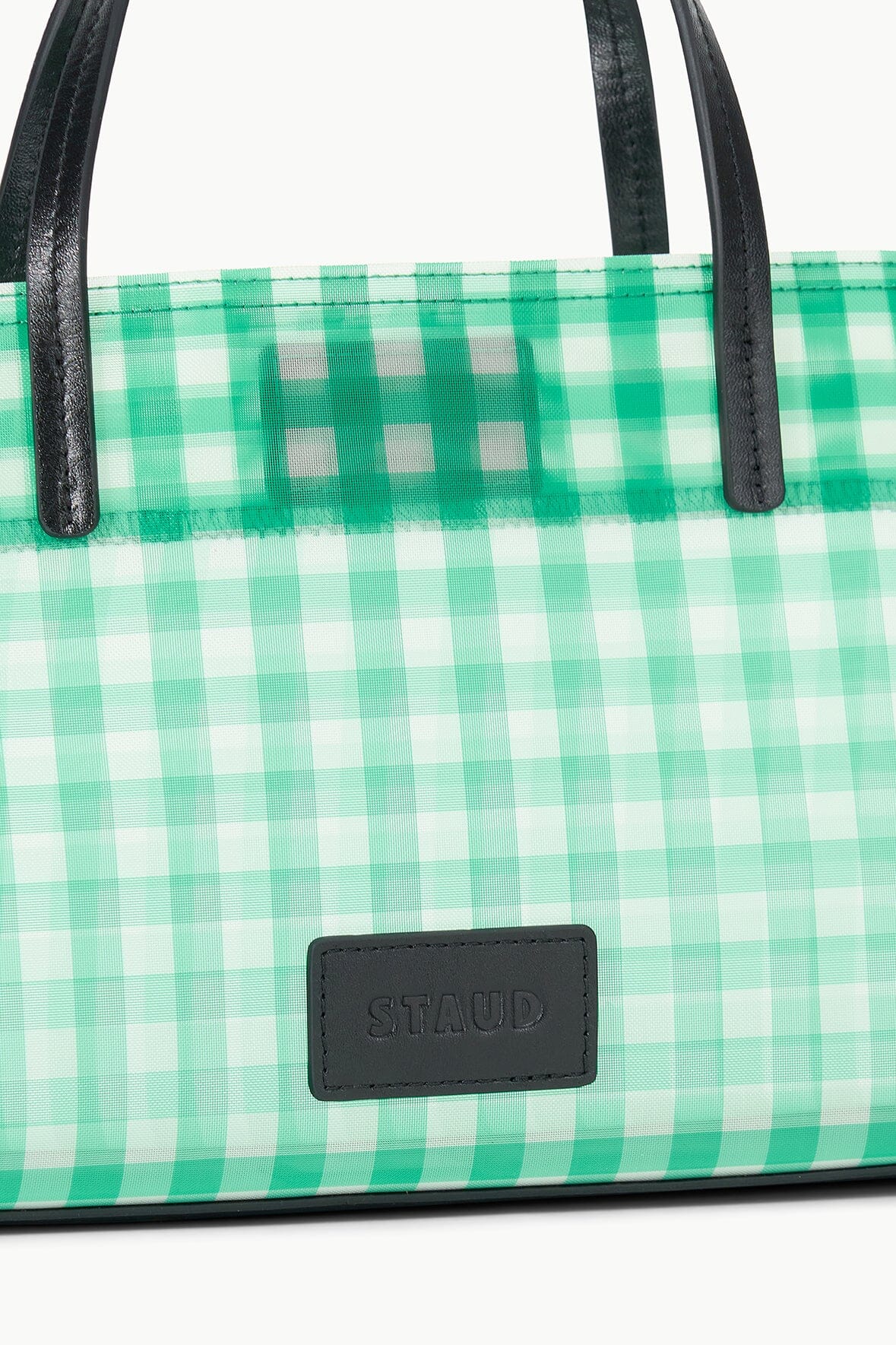 Staud Christos Mini Mesh Tote Jade Gingham
