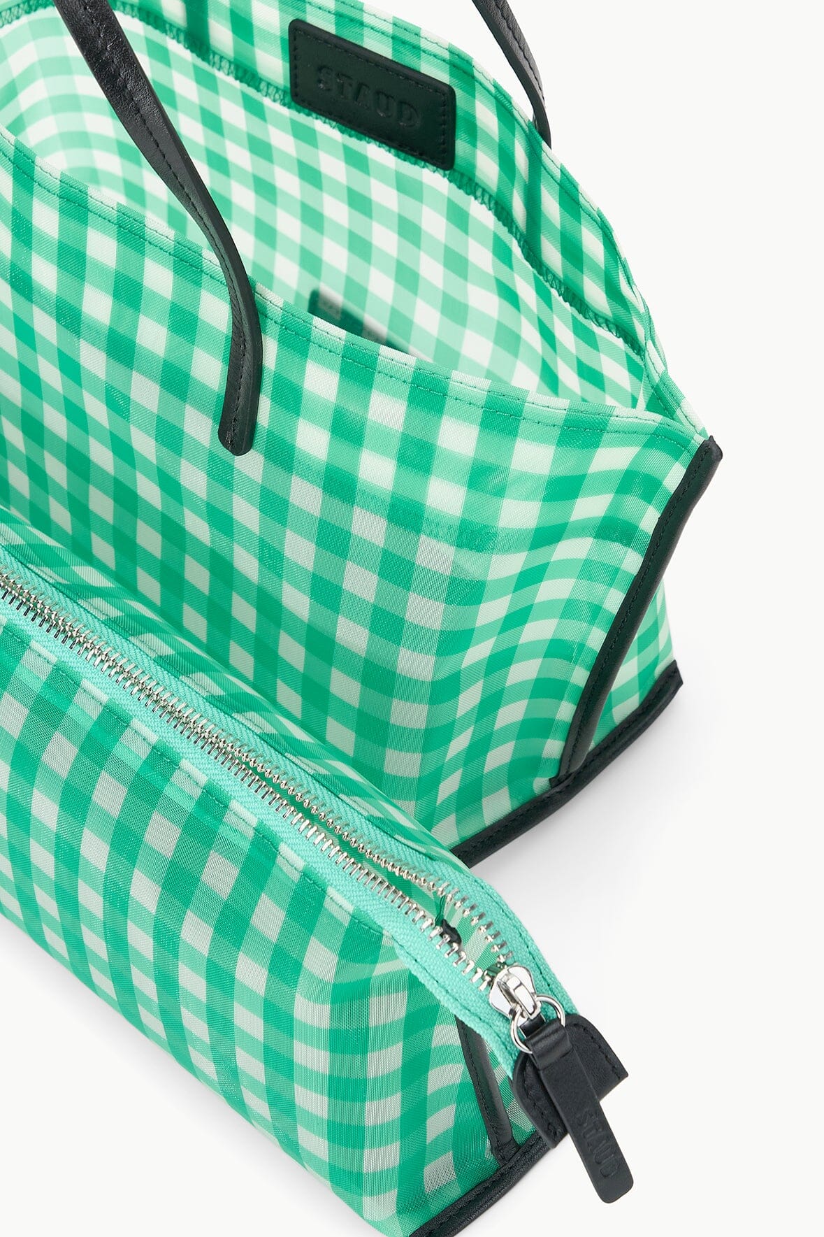 Staud Christos Mini Mesh Tote Jade Gingham