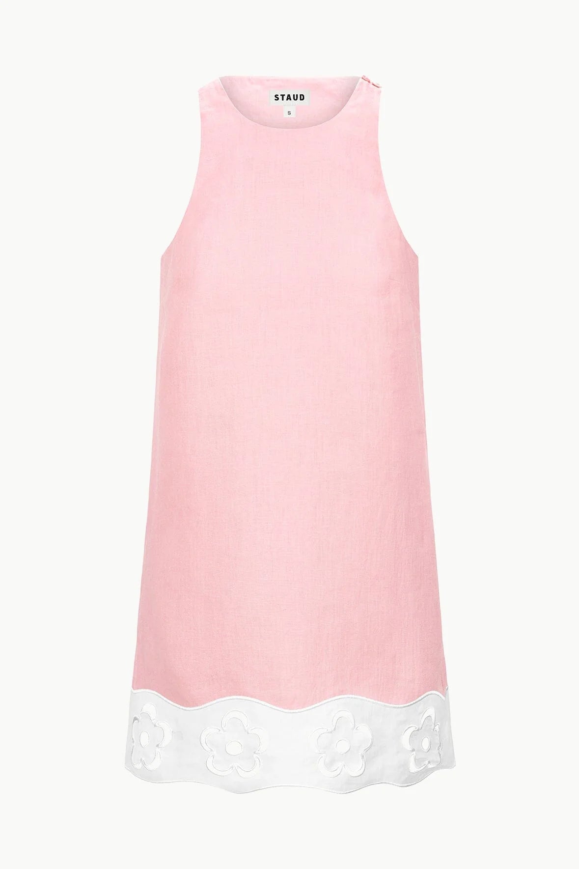 Staud Mika Linen Dress Faded Blush White