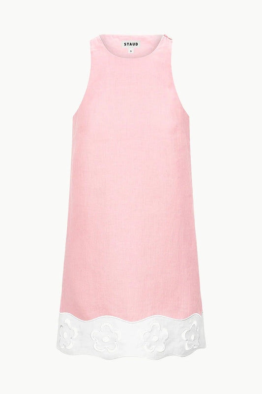 Staud Mika Linen Dress Faded Blush White
