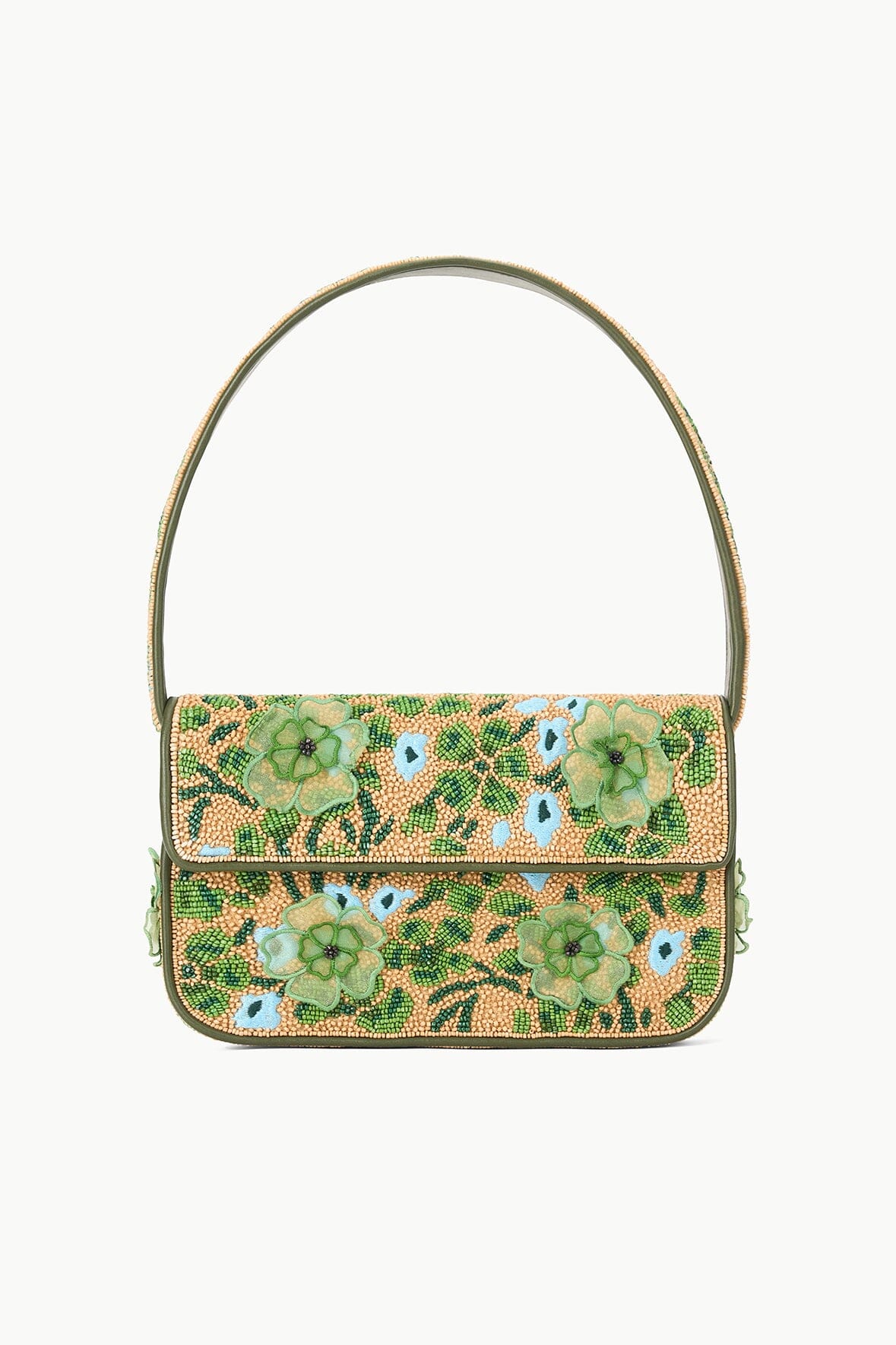 Staud Tommy Beaded Bag Moss Floral Tapestry