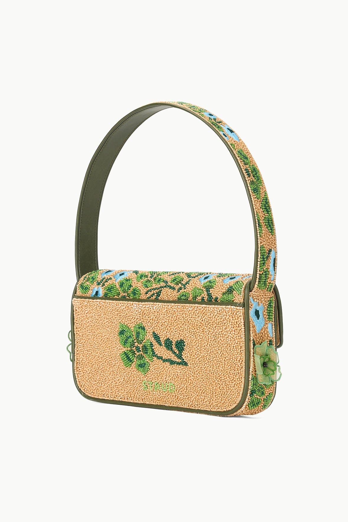 Staud Tommy Beaded Bag Moss Floral Tapestry