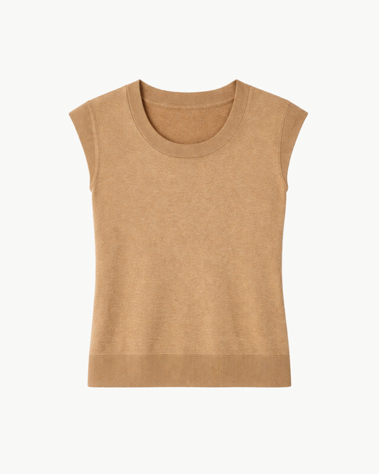 Minnie Rose - Cap Sleeve Top - Desert Sand