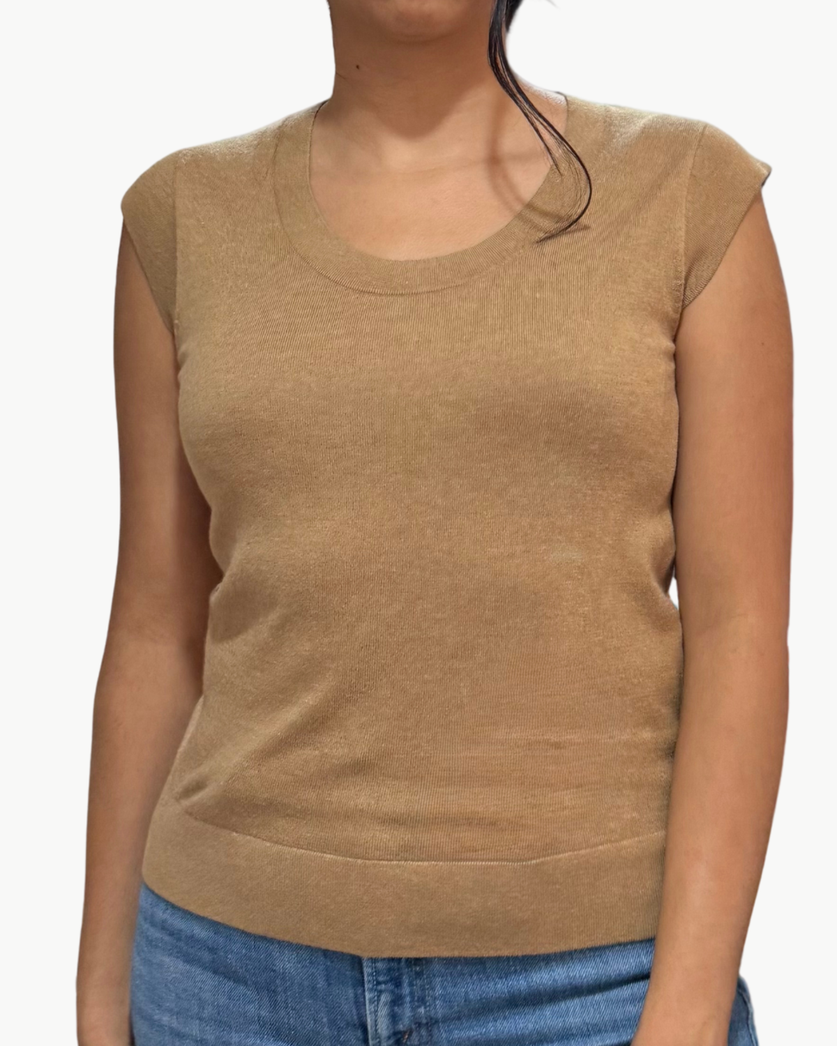 Minnie Rose - Cap Sleeve Top - Desert Sand