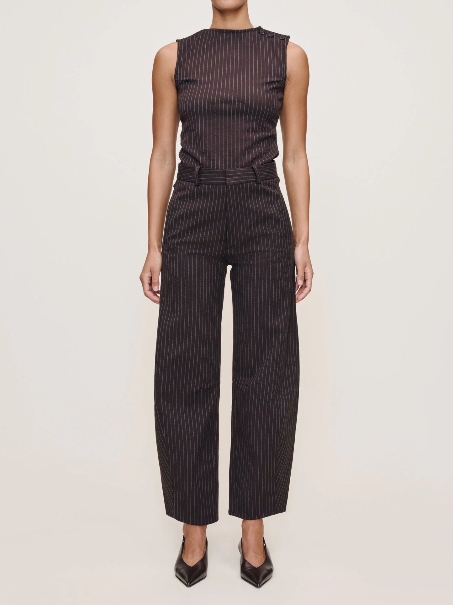 DL1961 - Tailored Top Sleeveless - Brown/Blue Stripe