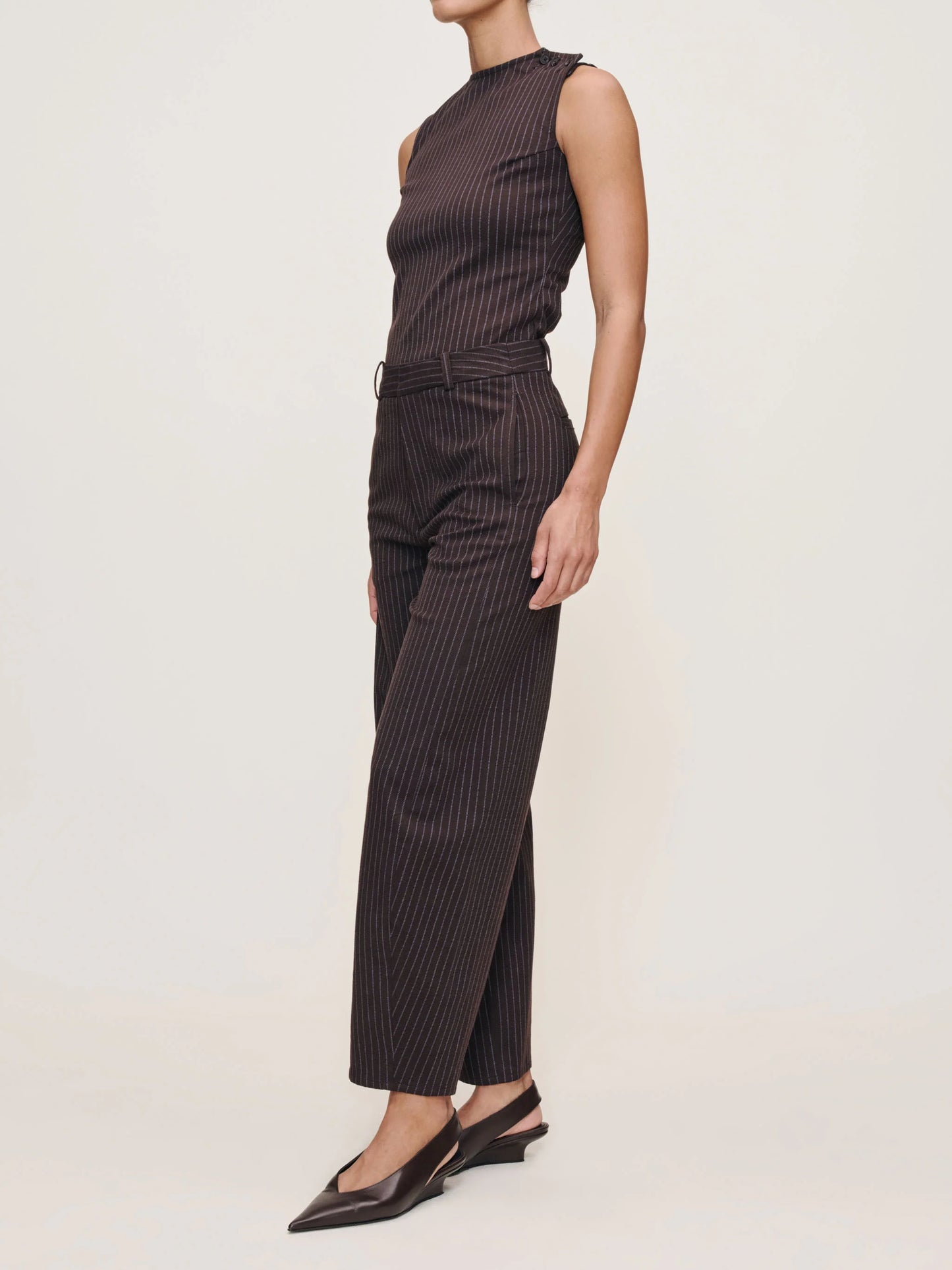 DL1961 - Tailored Top Sleeveless - Brown/Blue Stripe