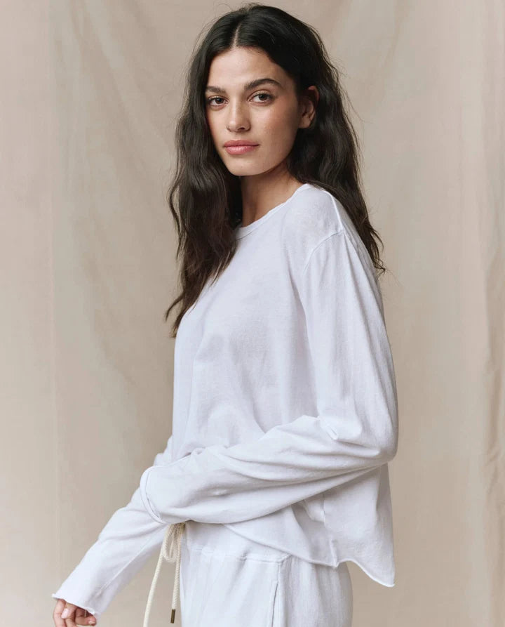 The Great - Long Sleeve Crop - True White