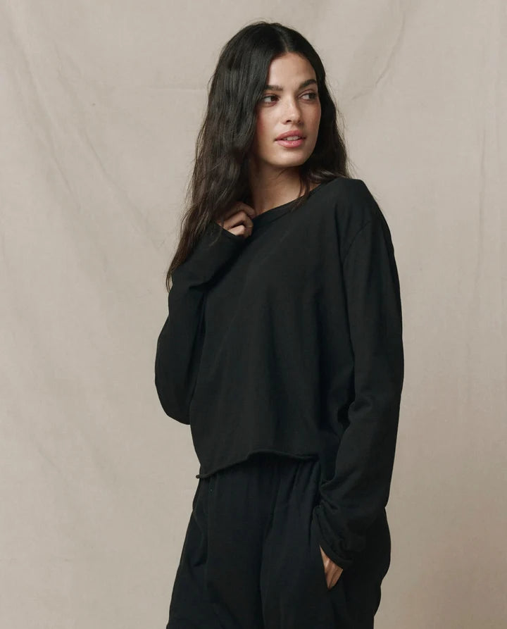 The Great - Long Sleeve Crop - Almost Black
