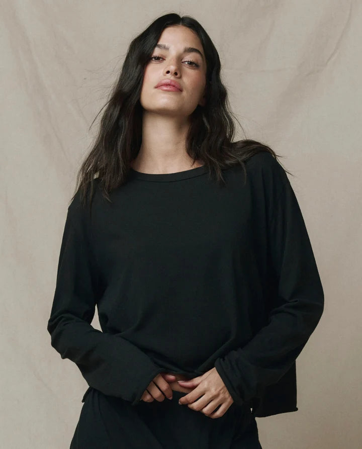 The Great - Long Sleeve Crop - Almost Black