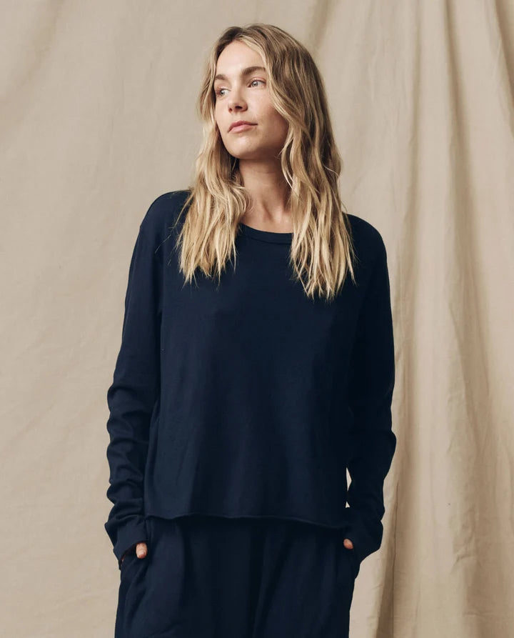 The Great - Long Sleeve Crop - True Navy