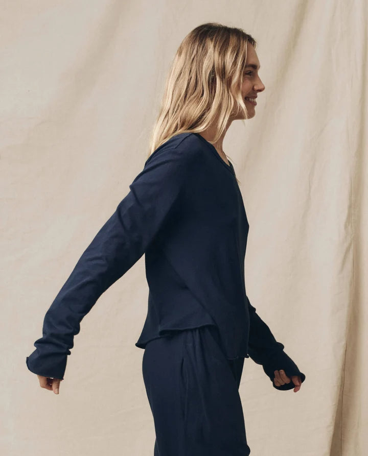 The Great - Long Sleeve Crop - True Navy