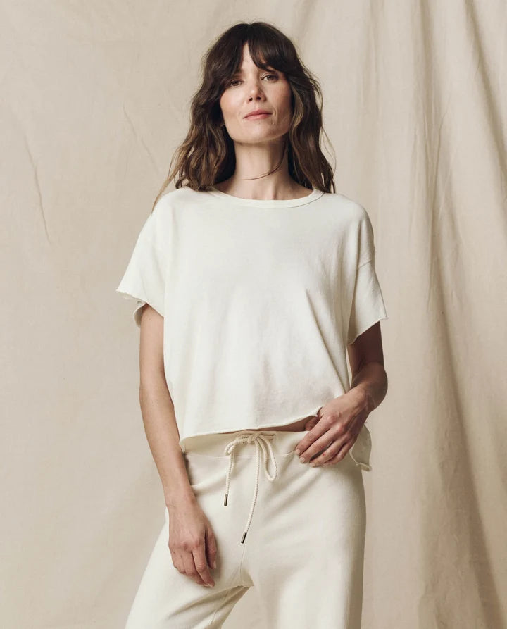The Great - The Crop Tee - Washed White