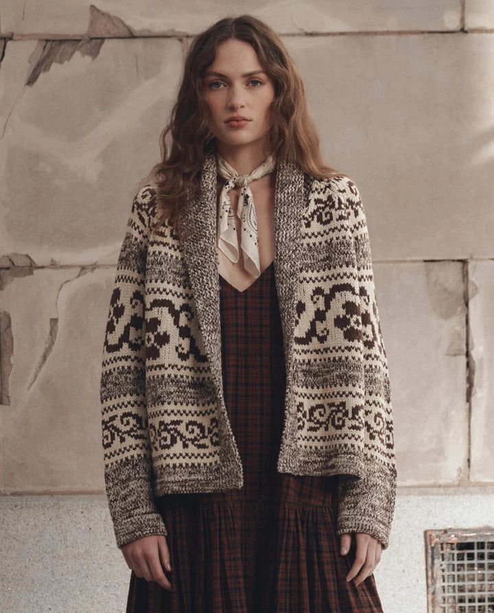 The Great - Nordic Flower Lodge Cardigan - Marled Chestnut