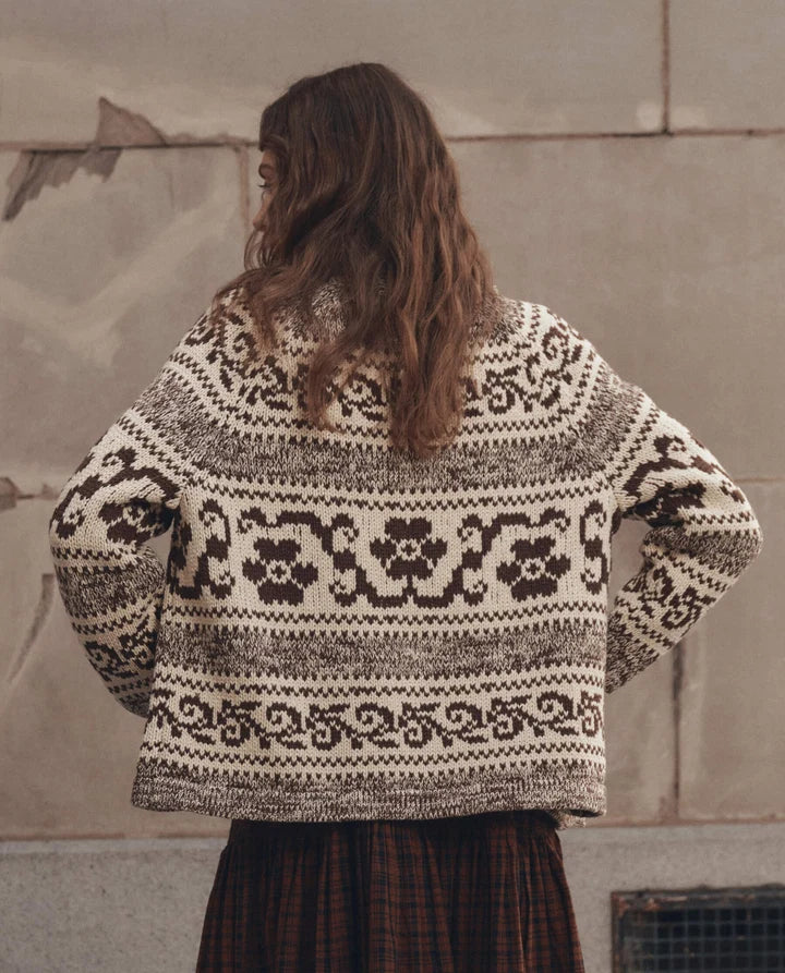 The Great - Nordic Flower Lodge Cardigan - Marled Chestnut