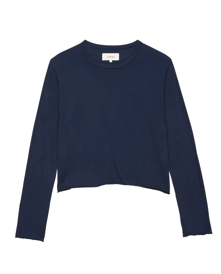 The Great - Long Sleeve Crop - True Navy