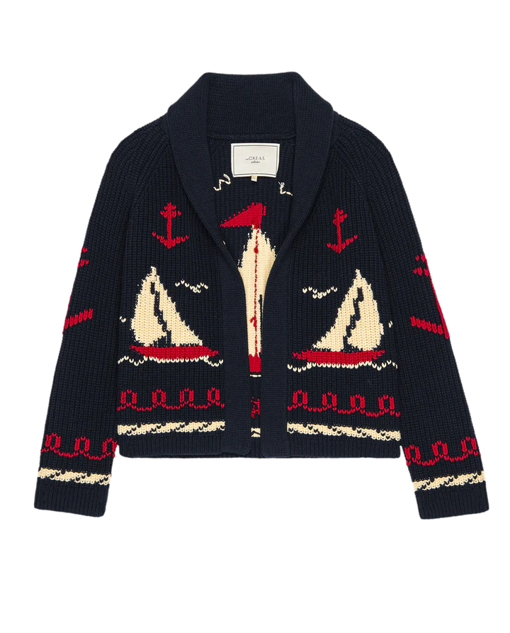 The Great - The Sailboat Lodge Cardigan - Dark Navy