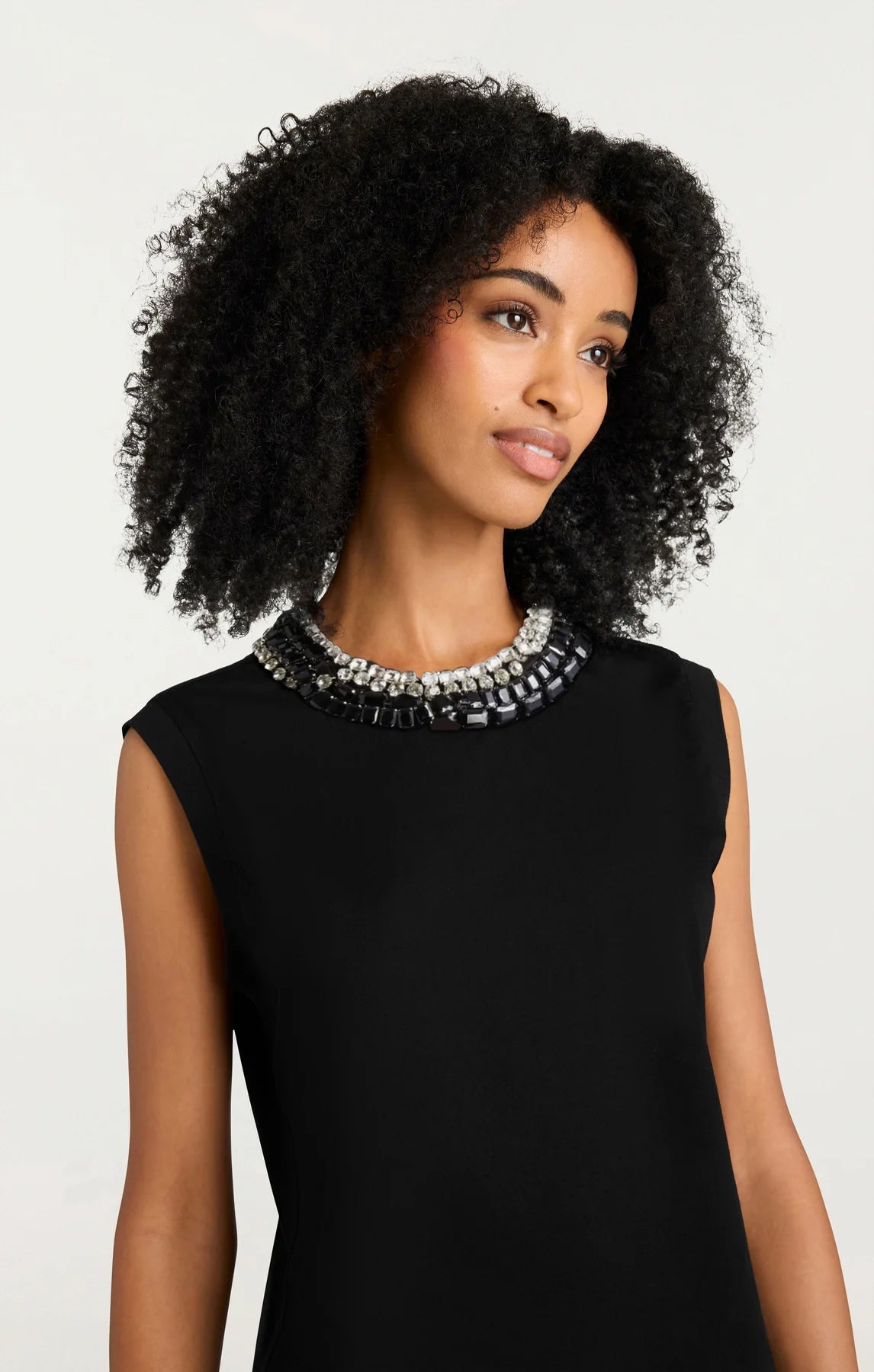 Cinq a Sept-Chunky Rhinestone Embellished Tee-Black/Clear