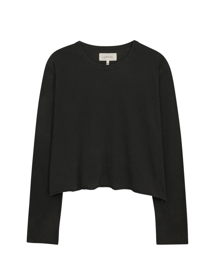 The Great - Long Sleeve Crop - Almost Black