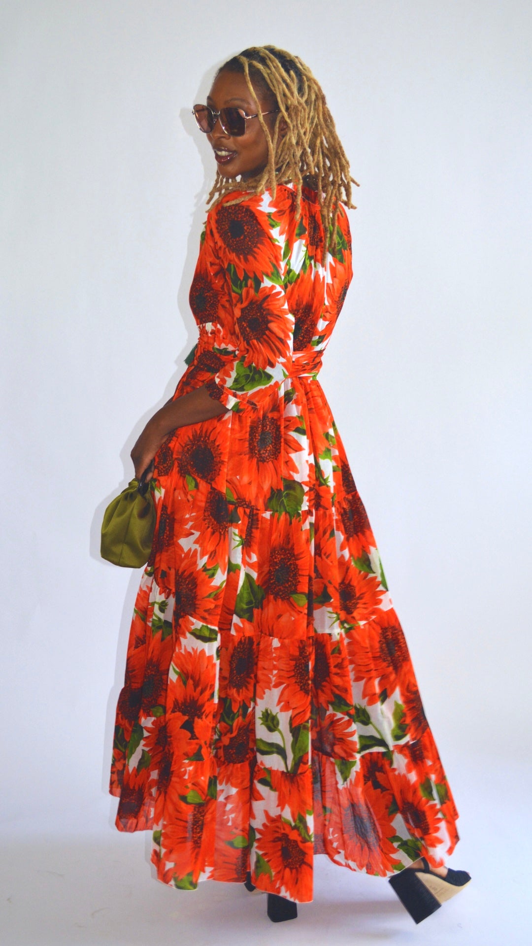 Samantha Sung Eden Maxi Dress- May Sunflower in White/Orange
